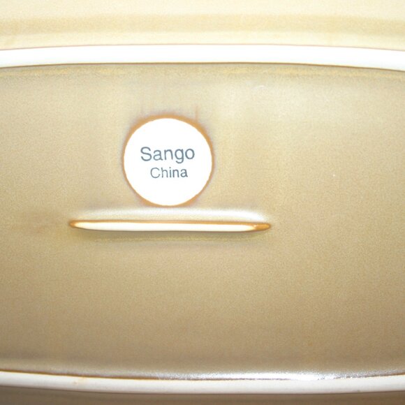 SANGO China Gold Dust Black Stoneware Covered Butter Dish B-196 - Picture 6 of 7